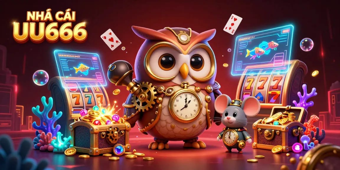 Engage with NHÀ CÁI UU666 through a vibrant, steampunk casino scene illustrating thrilling slots and dynamic jackpot excitement.