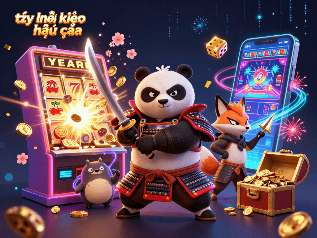 Experience the excitement of tỷ lệ kèo nhà cái with a vibrant 3D casino scene featuring iconic symbols and characters.