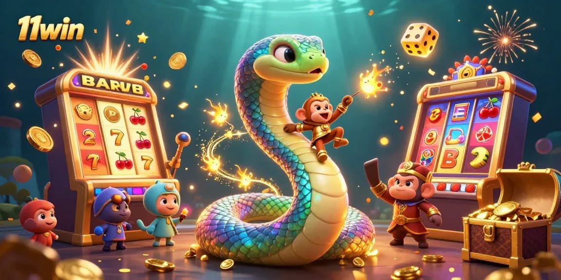 Play slots and win at 11win with a colorful, thrilling illustration of casino fun!