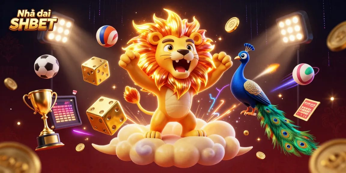 Experience the thrilling world of Nhà cái SHBET through this vibrant and dynamic casino illustration.