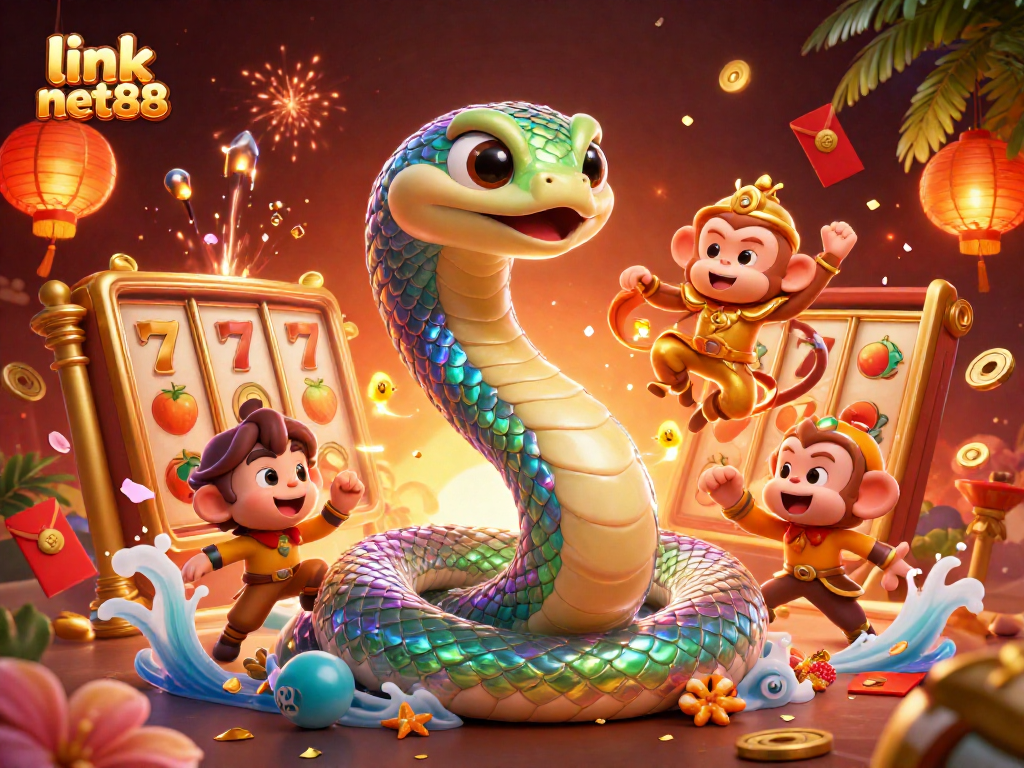 Engage with link net88 by exploring vibrant slot games featuring a magical serpent and playful monkey.