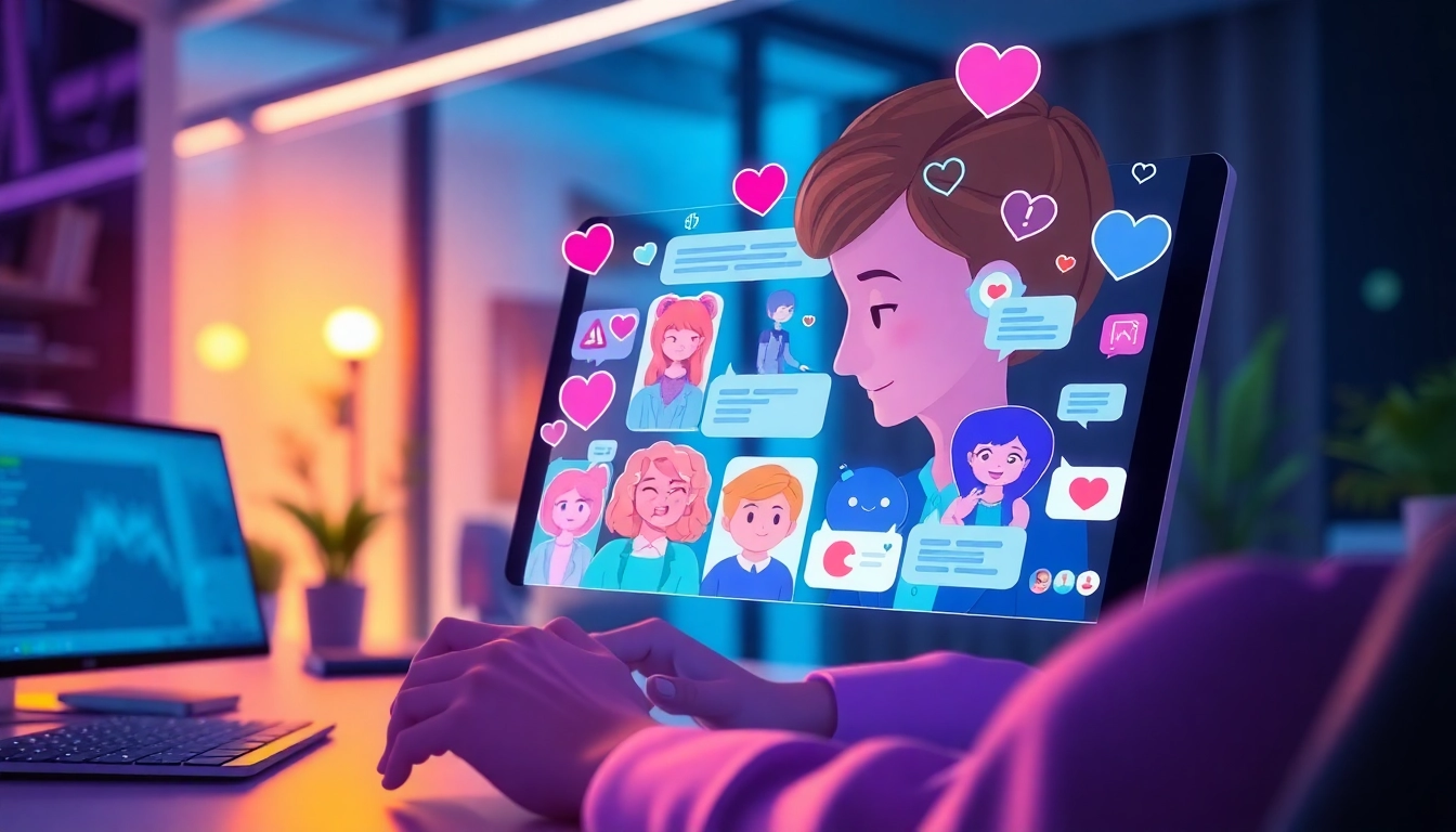 Engaging AI chat interface showcasing crush on ai characters in a modern workspace.