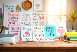 Design bundles SVG showcased on a crafting table with Cricut and vibrant tools.