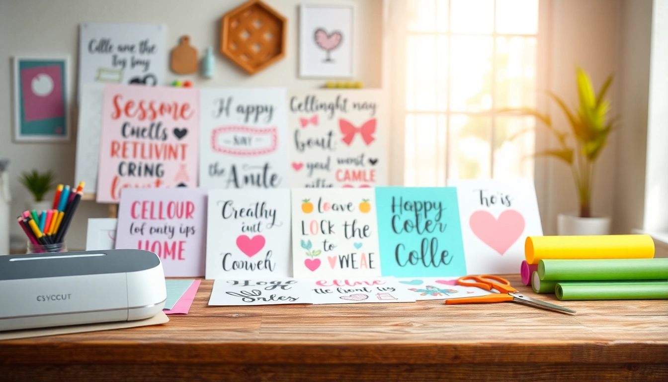 Design bundles SVG showcased on a crafting table with Cricut and vibrant tools.