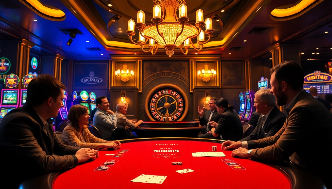 Experience the thrill of gambling at https://kong88.win with a lively poker table and vibrant slot machines.