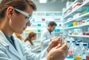 Analyzing Tirzepatide samples in a professional lab setting, highlighting precise research.