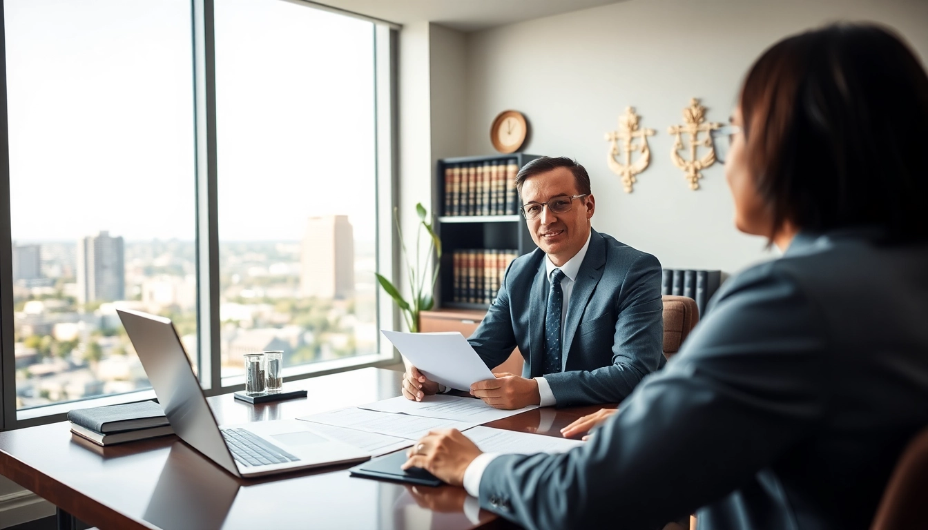 Clearwater truck accident lawyer consulting clients in a professional office environment.