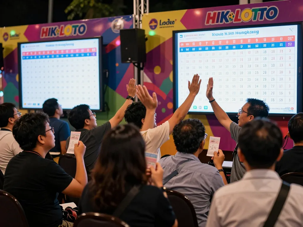 Acara undian langsung HK Lotto yang mendebarkan dengan berbagai pemain bersorak untuk hasil Togel Hongkong.