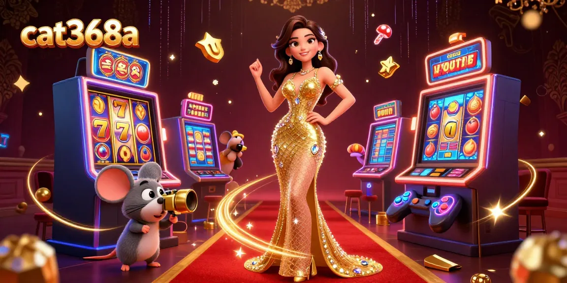 Experience the excitement at cat368a with jackpot slots, glowing reels, and vibrant casino graphics.
