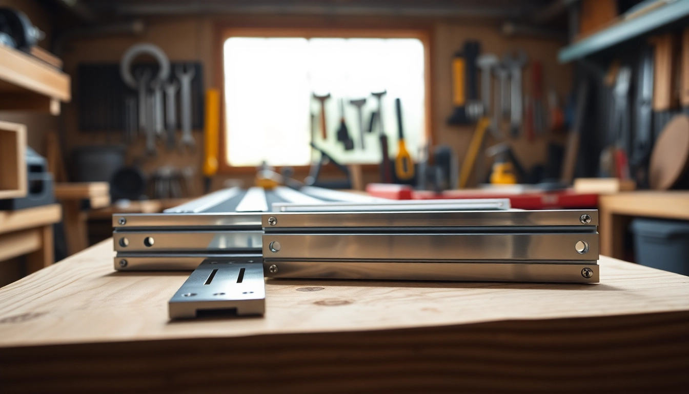 Explore premium Drawer Slides Wholesale displayed prominently in a workshop setting.