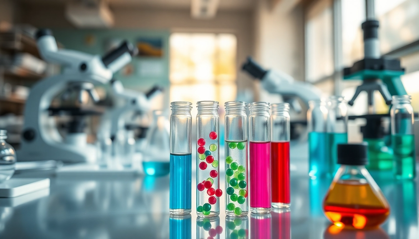 Explore the world of peptides at https://hydroresearchpeptides.com/, showcasing vibrant vials in a lab