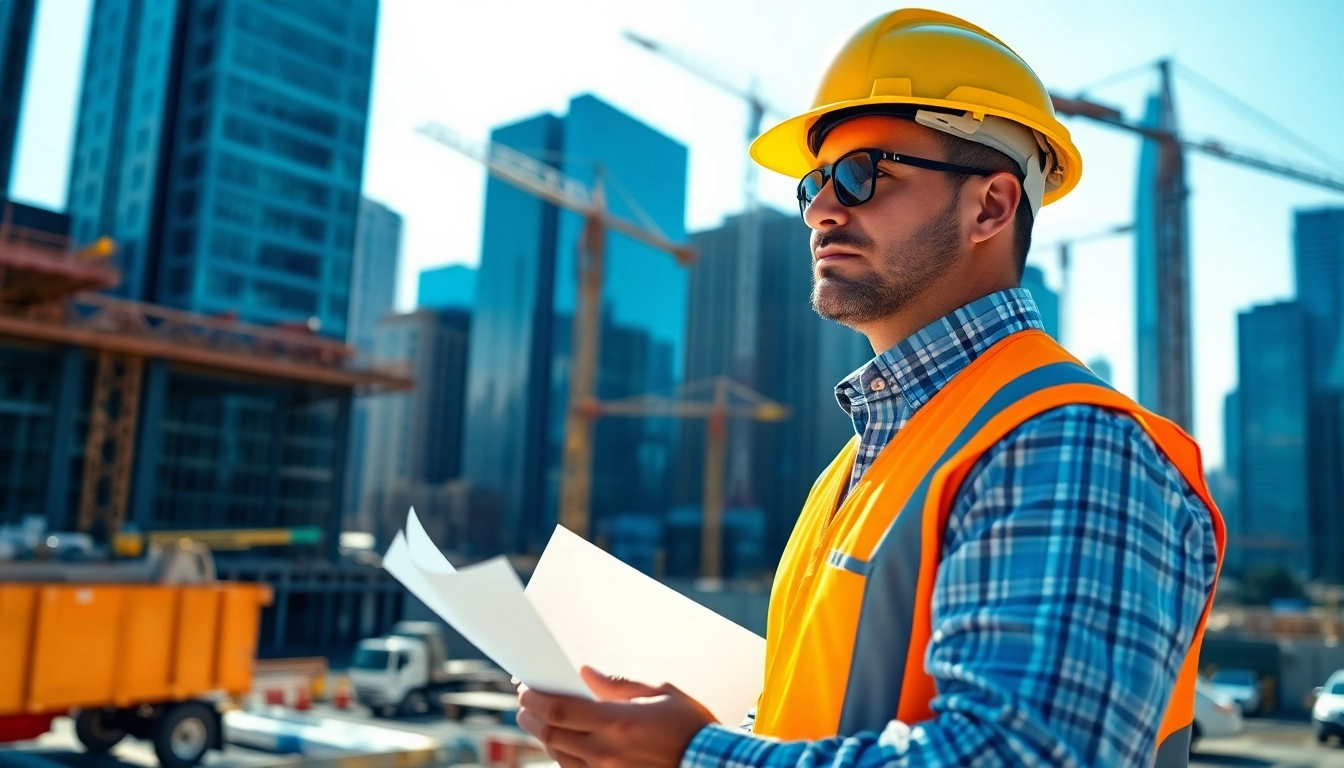 New York City Construction Manager supervising an active construction site.