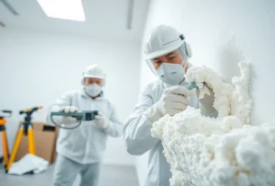 Professional spray foam removal showcasing technicians expertly extracting foam.