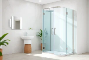 Die sonni Duschkabine in einem modernen Badezimmer mit elegantem Design und heller Beleuchtung.