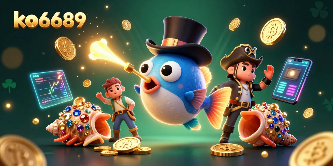 Spin the reels at ko6689 with a playful deep-sea scene featuring glowing coins and crypto elements.