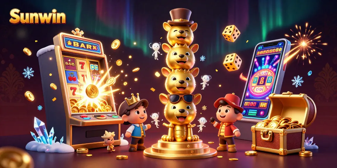 Experience the excitement of cascading coins and jackpots at Sunwin's vibrant casino.