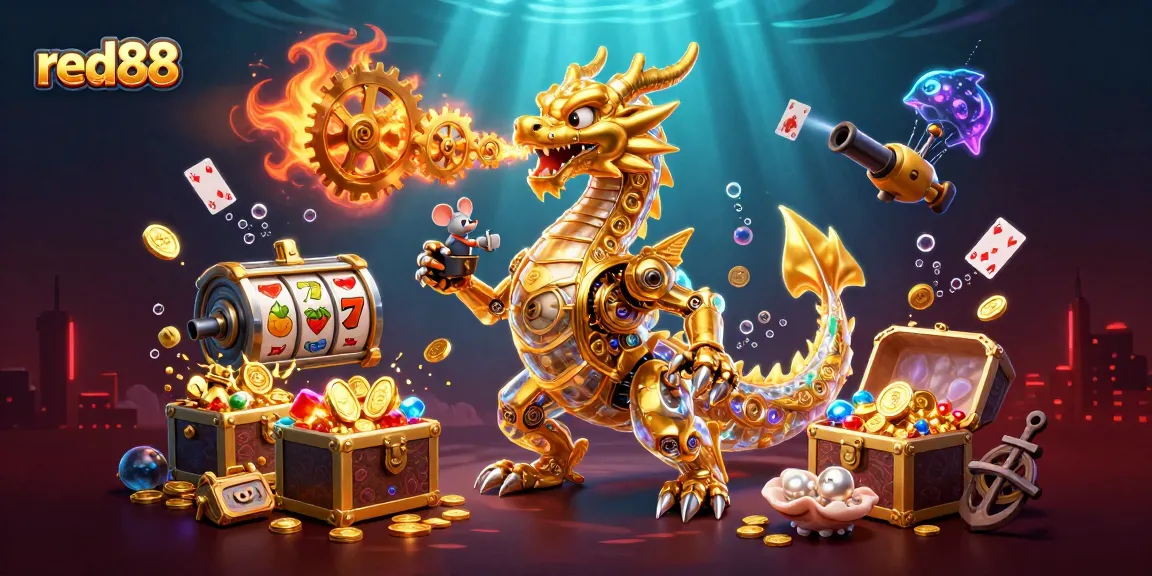 Play with red88 and win treasures in an enchanting casino underworld filled with gold and luck.