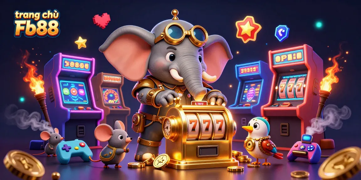 Engage with exciting slots at trang chủ Fb88 featuring a steampunk elephant and vibrant gaming elements.