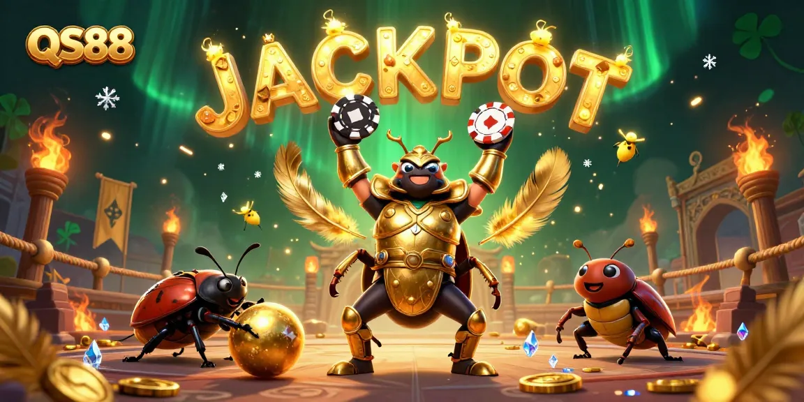 Join QS88's thrilling jackpot with 3D characters celebrating their win in a vibrant casino scene.
