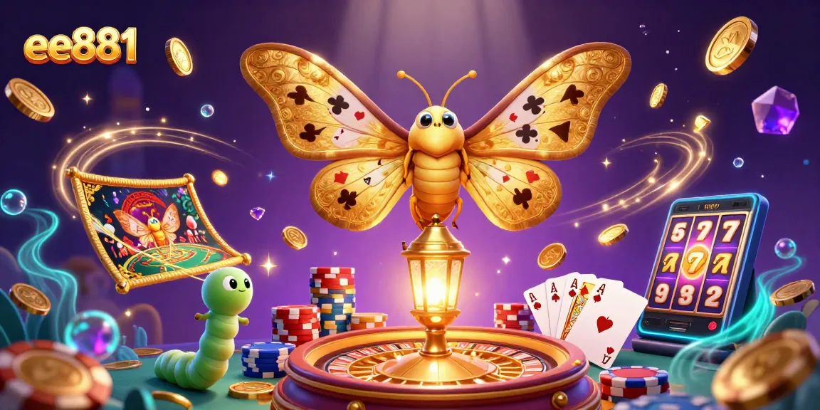 Experience thrilling casino excitement with ee881 showcased in a vibrant 3D scene of games and treasures.