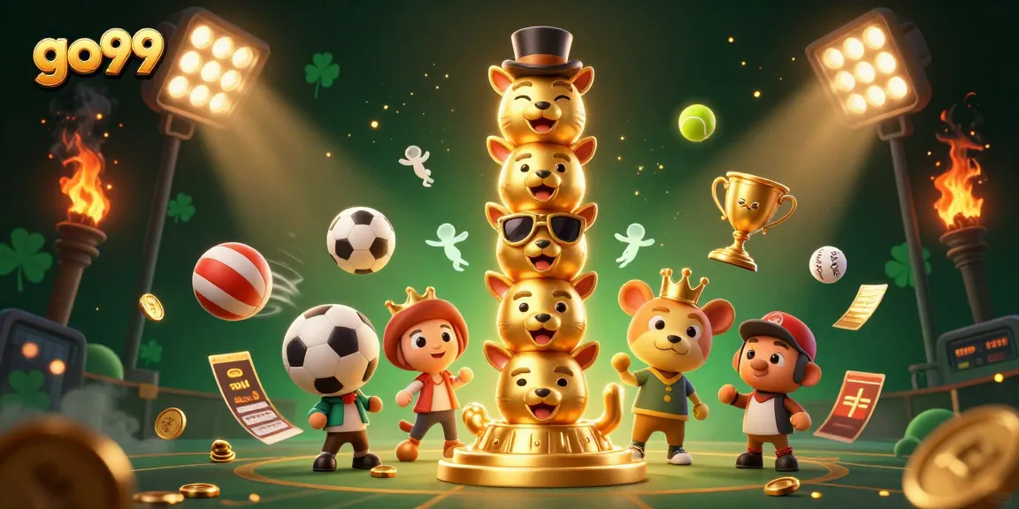 Experience exciting gaming at go99 with dynamic illustrations of sports betting elements.