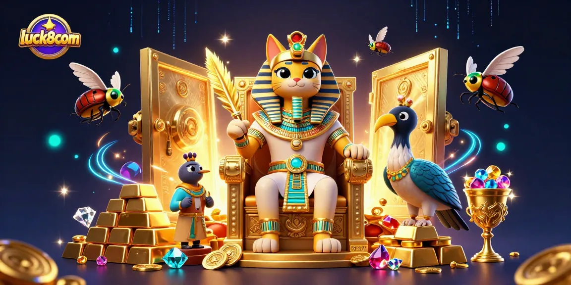 Spin the reels at luck8com and discover treasure with the playful pharaoh cat and its ibis companion.
