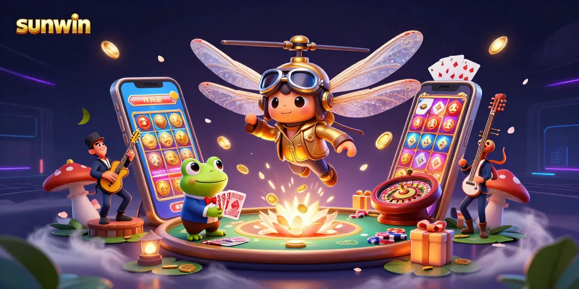 Experience the thrill of sunwin with a vibrant 3D casino scene showcasing dynamic game elements.